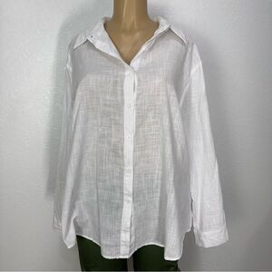 In’voland white long sleeve tunic shirt Women's size 20W White Button-Up Blouse